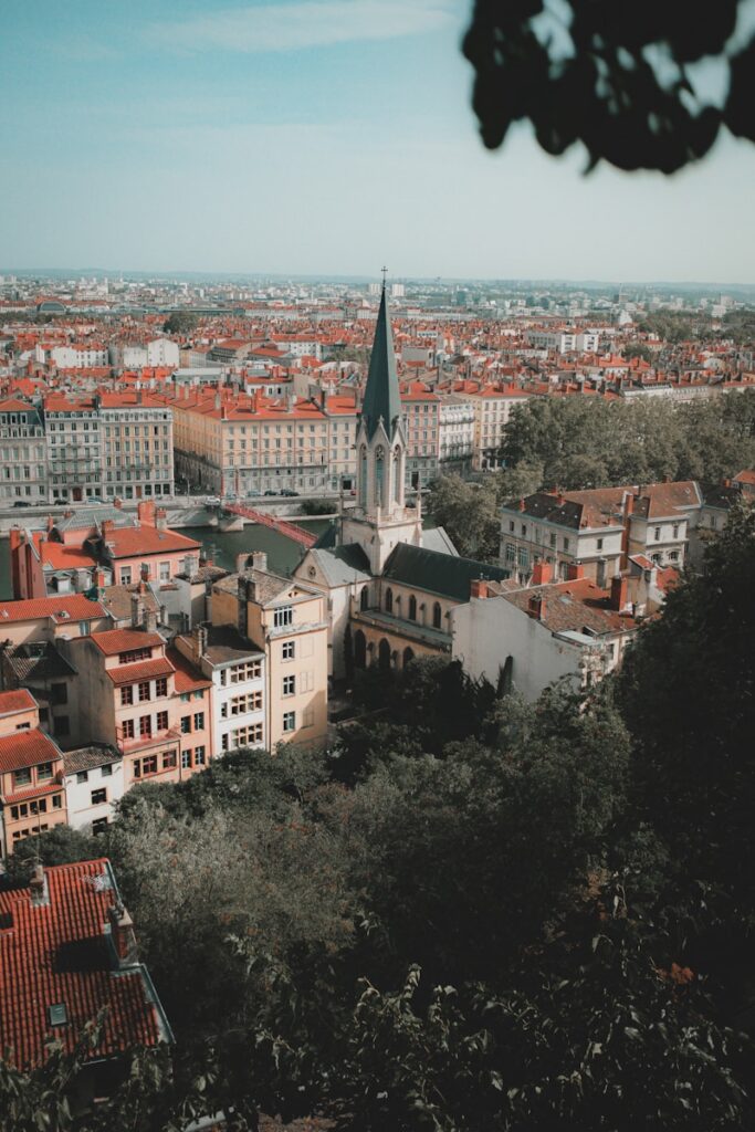 a view of a city from a high point of view